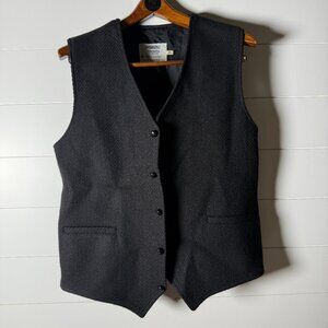 Murphy of Ireland Vest Waistcoat Black Handwoven 100% Wool Donegal Tweed Sz M